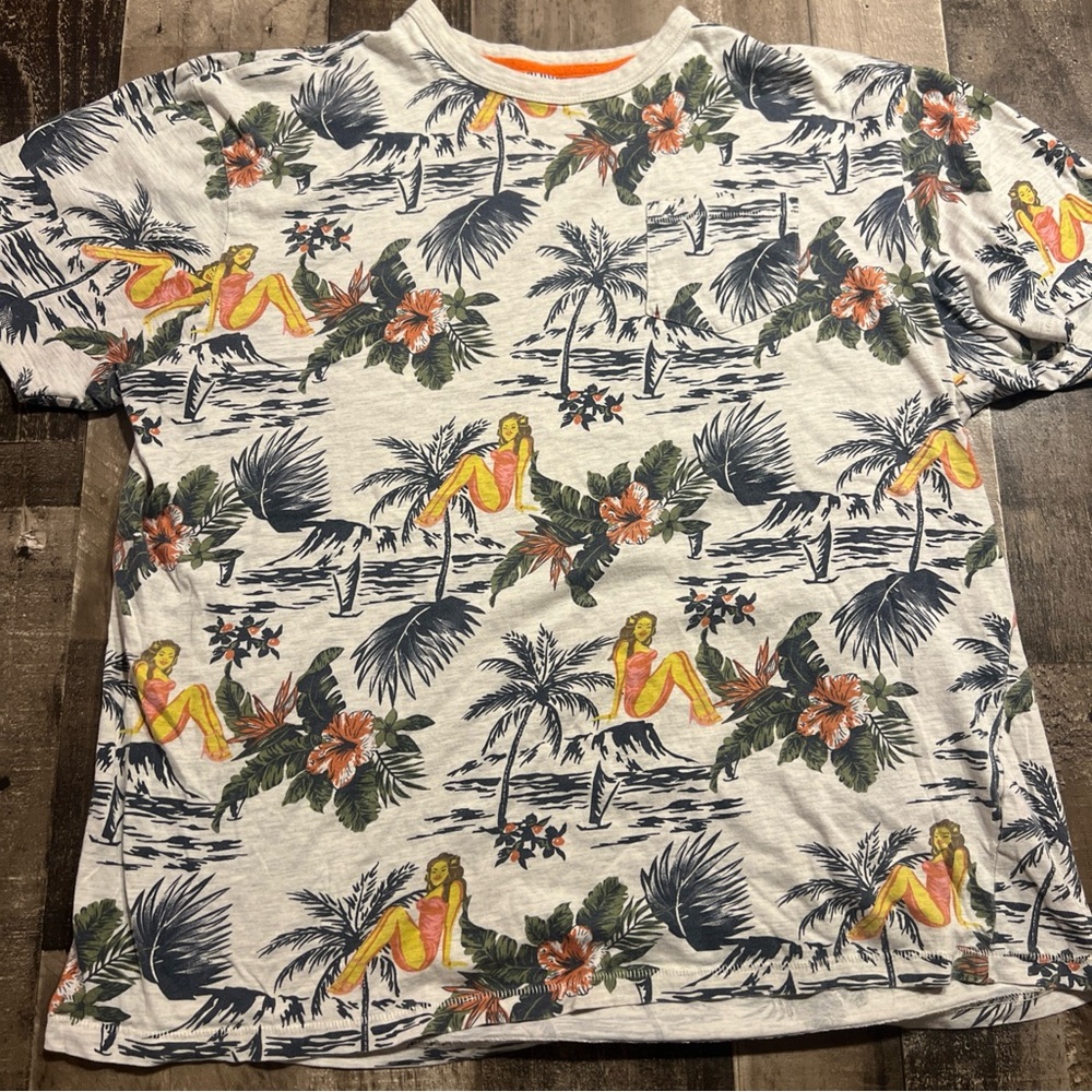 Alexander Julian Orange and Blue Graphic Tee